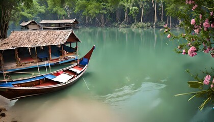 Fototapeta premium boat on the river