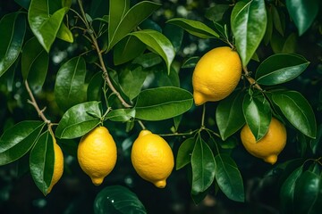 lemon tree with fruits - obrazy, fototapety, plakaty