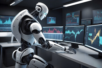 A concept of a modern AI robot in stock markets