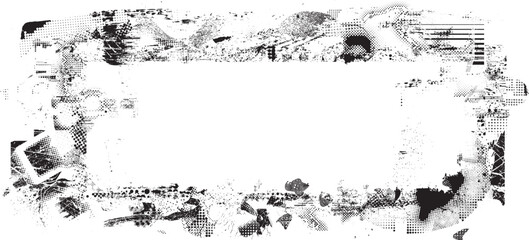 Glitch distorted grange shape . Noise grungy logo . Trendy defect error shapes . Glitched frame .Grunge textured . Distressed effect .Vector shapes