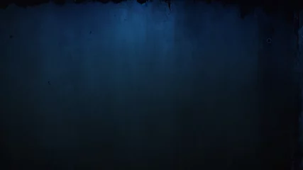 Fotobehang Schwarzer, dunkler, azurblauer, kobaltblauer, abstrakter Hintergrund. Farbverlauf. Geometrische Figur. Welle, wellige, geschwungene Linie. Raues Grunge-Korngeräusch. Leichter neonmetallischer Glanz sc © Cobe