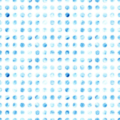 Cute seamless pattern. Watercolor print in polka dot style. Grunge paper texture. Handmade.