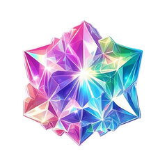 Set of different colored gems on a light background. Vector illustration. Colored diamond. Abstract polygonal crystal. Illustration of a crystal. holographic sticker on a transparent background.