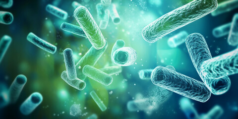 microscopic blue bacteria, Human Genome Fully Sequenced.