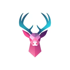 Deurstickers Geometric deer head with the face in a polygon abstract pattern polygon logo, minimalist, modern logo. Generative AI © bagoesanggito