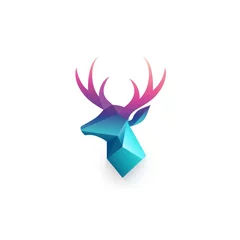 Fototapeten Geometric deer head with the face in a polygon abstract pattern polygon logo, minimalist, modern logo. Generative AI © bagoesanggito