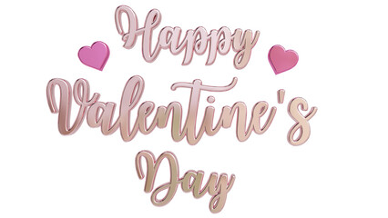 Happy valentine's day calligraphy banner, 3d pink color lettering