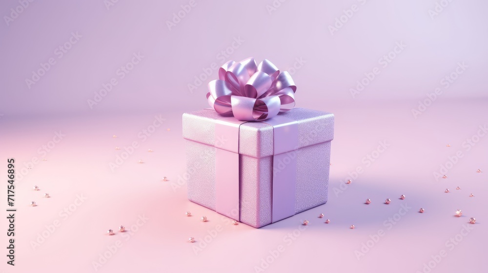 Aufkleber gift box on a clean background in the style of the new year where there is space for text