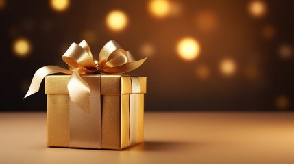 Gift box on a clean background in the style of the new year where there is space for text