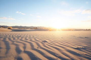 Naklejka premium desert dunes casting long shadows at sunset
