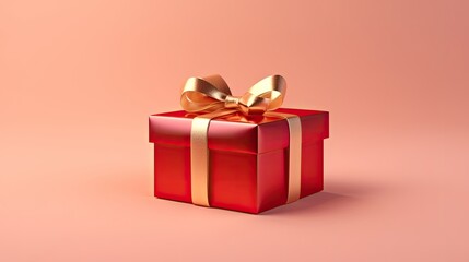 Obraz premium Gift box on a clean background in the style of the new year where there is space for text