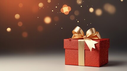 Gift box on a clean background in the style of the new year where there is space for text