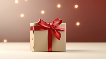 Gift box on a clean background in the style of the new year where there is space for text