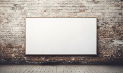 A large white blank board in front of a gray wall. generative AI