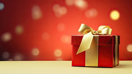 Gift box on a clean background in the style of the new year where there is space for text