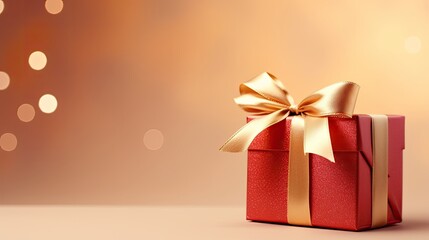 Gift box on a clean background in the style of the new year where there is space for text