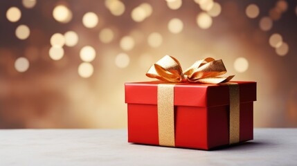 Gift box on a clean background in the style of the new year where there is space for text