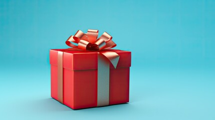 Gift box on a clean background in the style of the new year where there is space for text