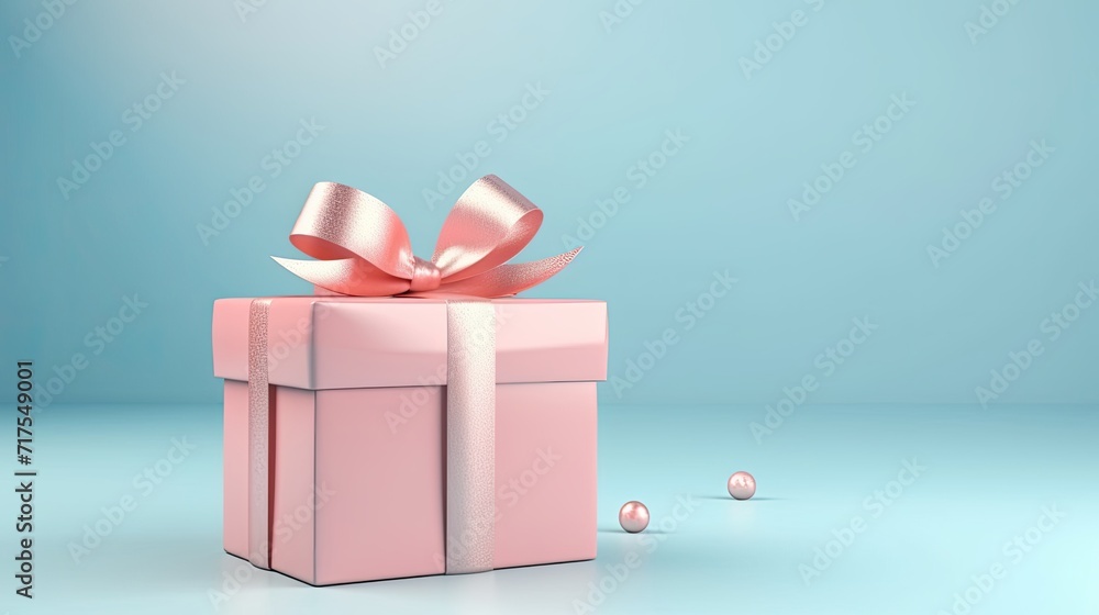 Poster gift box on a clean background in the style of the new year where there is space for text