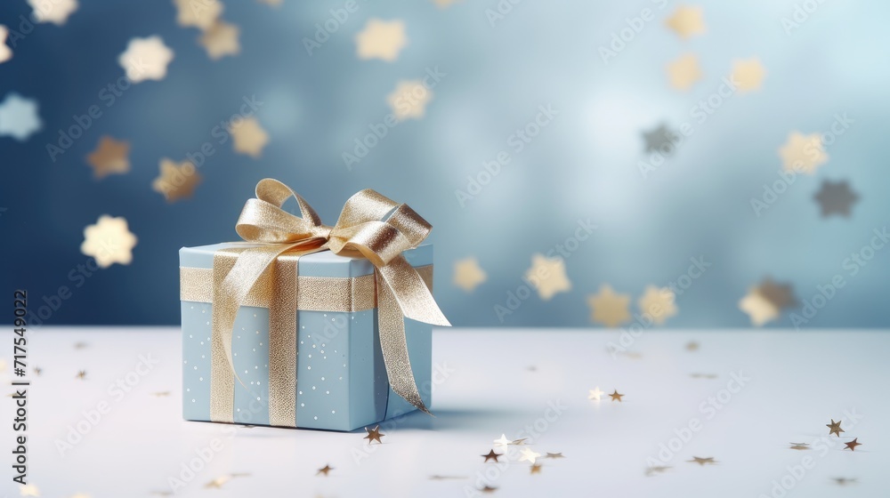 Aufkleber gift box on a clean background in the style of the new year where there is space for text