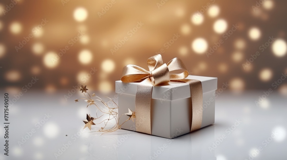 Aufkleber gift box on a clean background in the style of the new year where there is space for text