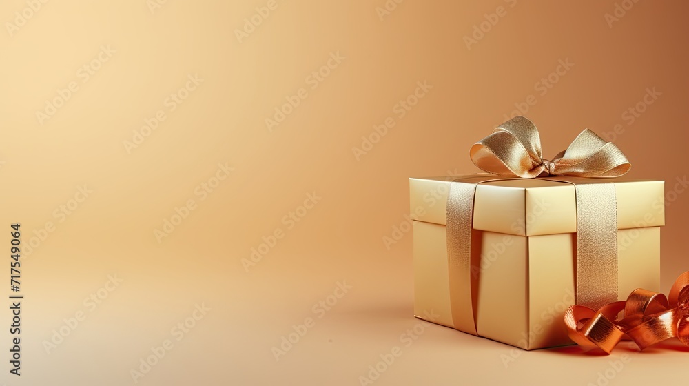 Poster gift box on a clean background in the style of the new year where there is space for text