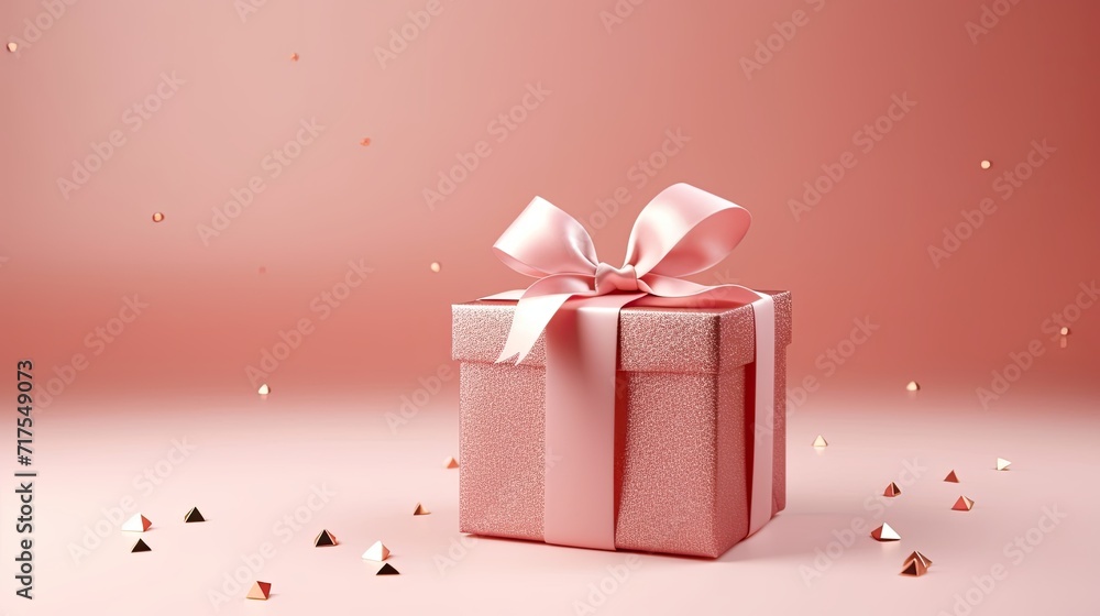 Poster gift box on a clean background in the style of the new year where there is space for text
