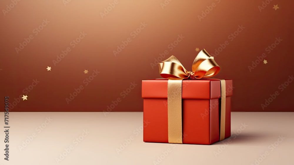 Poster gift box on a clean background in the style of the new year where there is space for text