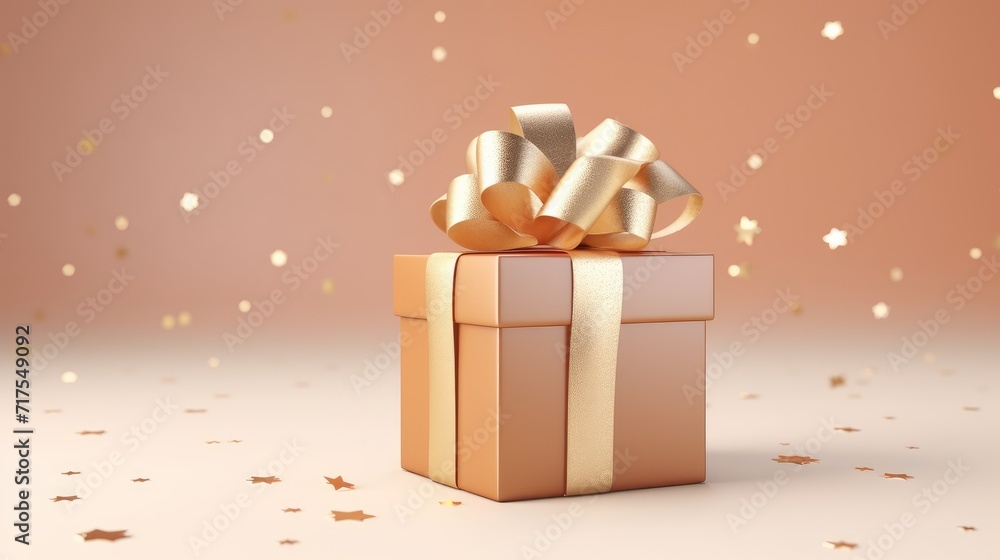 Poster gift box on a clean background in the style of the new year where there is space for text