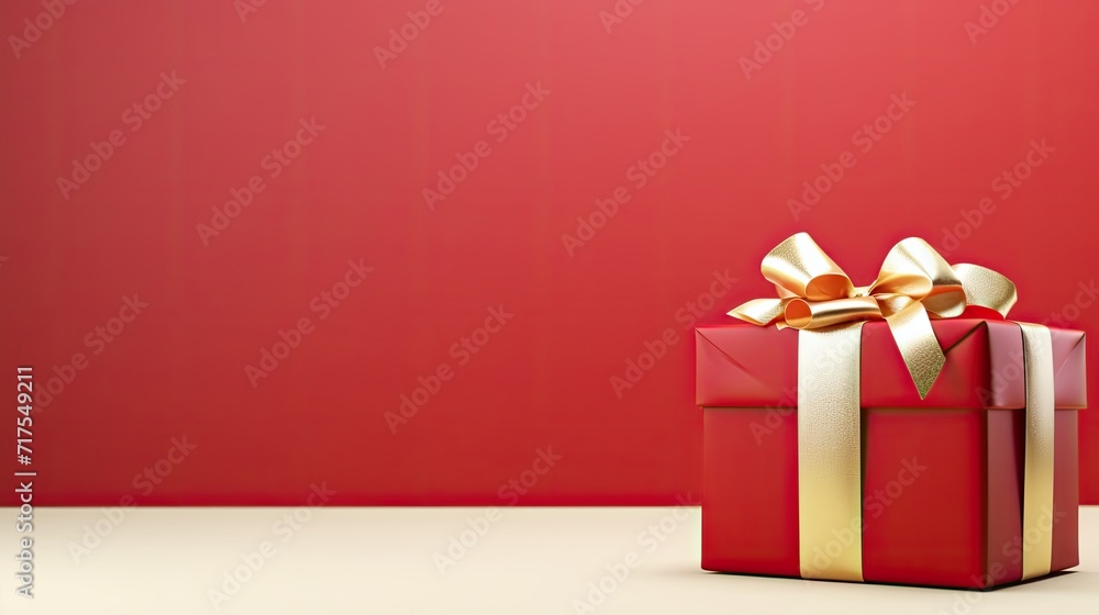 Aufkleber gift box on a clean background in the style of the new year where there is space for text