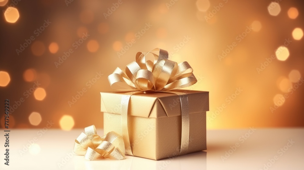 Poster gift box on a clean background in the style of the new year where there is space for text
