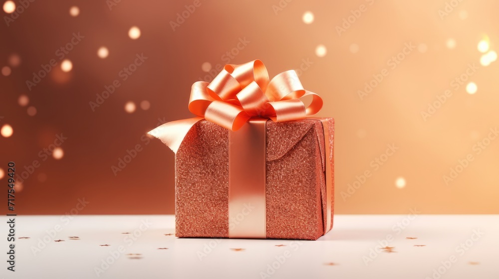 Poster gift box on a clean background in the style of the new year where there is space for text