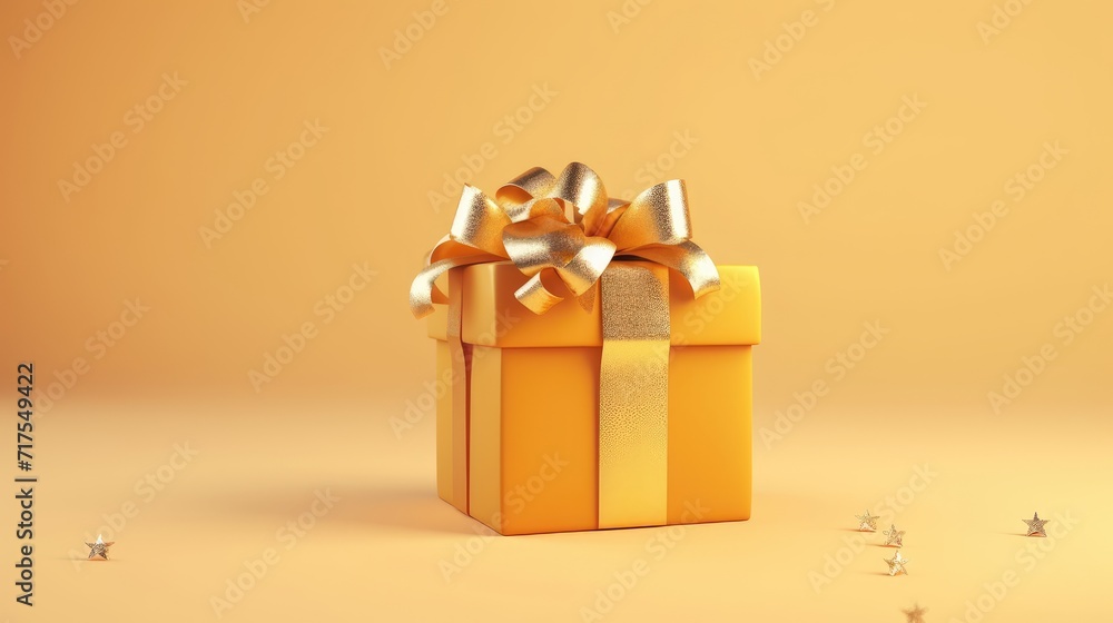 Poster gift box on a clean background in the style of the new year where there is space for text