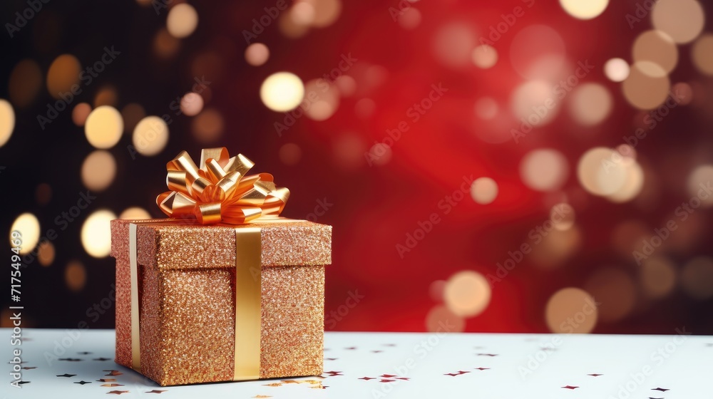 Aufkleber gift box on a clean background in the style of the new year where there is space for text
