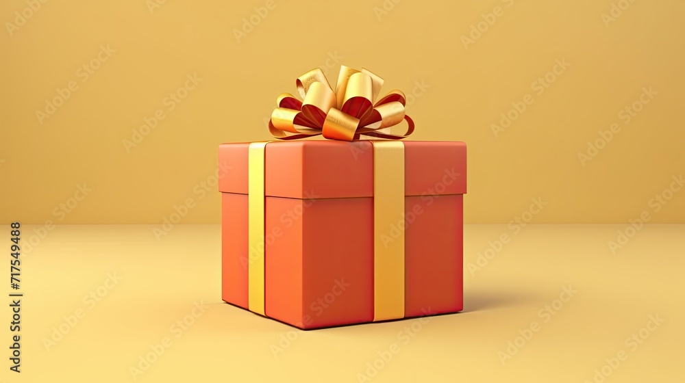 Aufkleber gift box on a clean background in the style of the new year where there is space for text