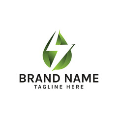 Abstract Bolt and water drop logo design template 