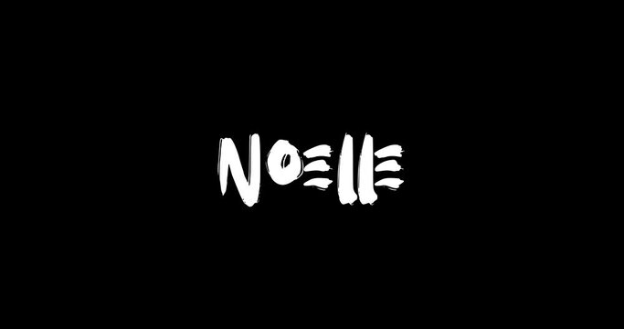 Noelle Women Name in Grunge Dissolve Transition Effect of Animated Bold Text Typography on Black Background