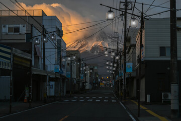 Fototapeta na wymiar Fuji street view early morning