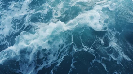 Fotobehang Water waves, whirlpools, strong sea currents, top view © venusvi