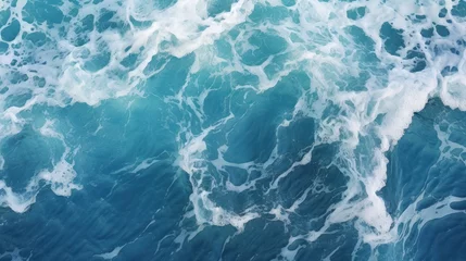 Fotobehang Water waves, whirlpools, strong sea currents, top view © venusvi