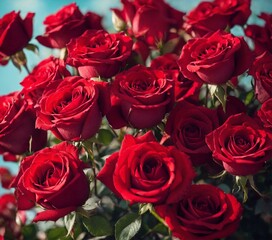 Obraz premium Bunch of Red Rose Flowers. Rose Petals. Generative Ai. Ai