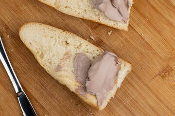 making a sandwich with chocolate-flavored cheese
