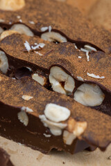 sweet chocolate with cocoa and nuts and other ingredients