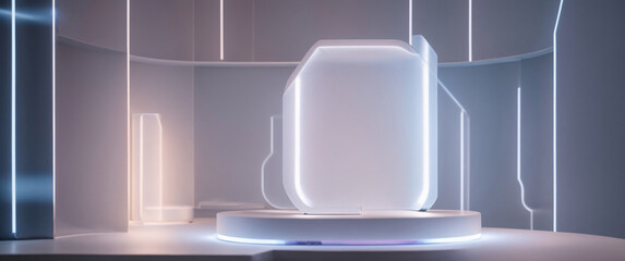 Glowing Futuristic Product Display Stand Podium Background