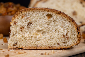 fresh and sweet wheat bun with raisins