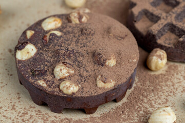sweet chocolate with cocoa and nuts and other ingredients