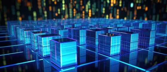 Data analysis and retrieval concept, focusing on big data and data storage archive technologies, Ai Generated