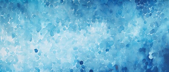 Abstract panorama banner with a blue and white spotted sponge technique painted paper texture background, Ai Generated.