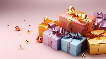 Gift box background. Gifts with copy space. For Christmas gifts, holidays or birthdays