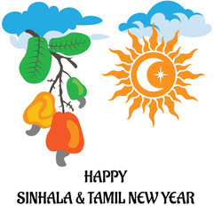 Sinhala & Tamil New Year Vector Design Creative Concept: Celebrate Tradition in Digital Splendor
